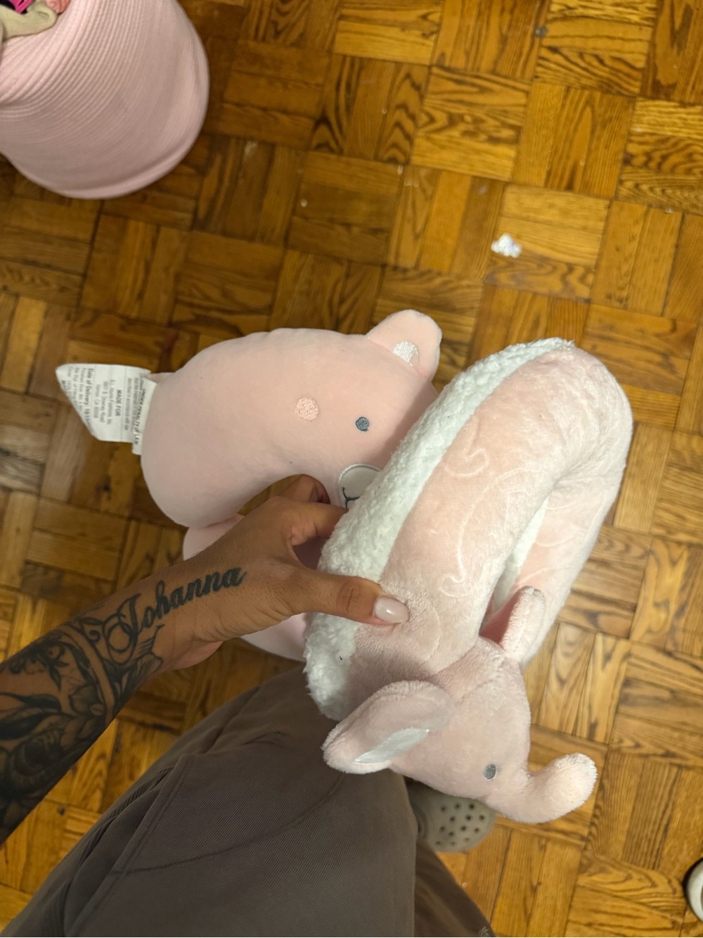 Plush Pink Elephant Neck Pillow - Soft Travel Support